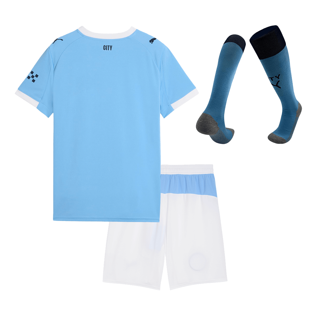 Manchester City Domicile Maillot Kit 2025/26 Enfant Bleu