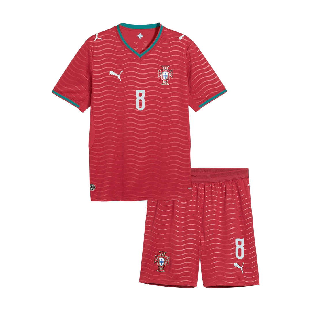 B. FERNANDES #8 Portugal Domicile Maillot Kit 2026 Enfant Rouge - Super