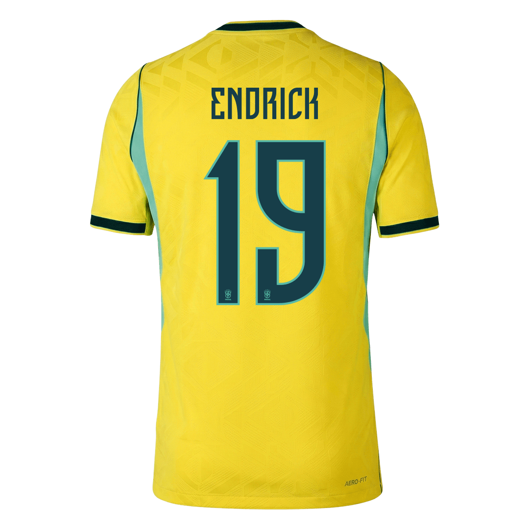 ENDRICK #19 Brésil Domicile Maillot 2026 Jaune Joueur