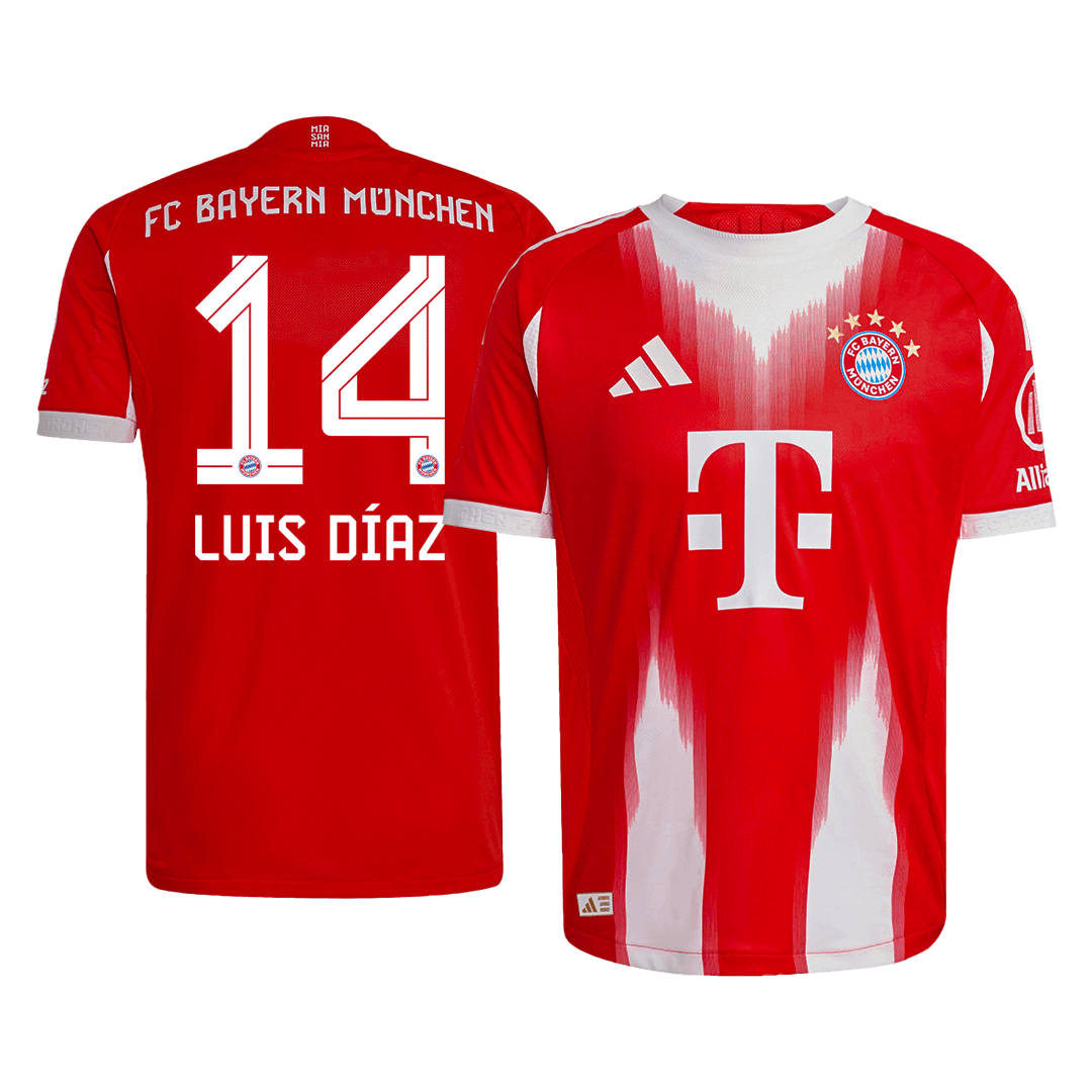 LUIS DÍAZ #14 Bayern Munich Domicile Maillot 2025/26 Rouge Joueur