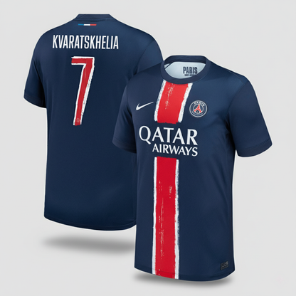 KVARATSKHELIA #7 Les Parisiens Domicile Maillot 2024/25 Bleu marine - UCL