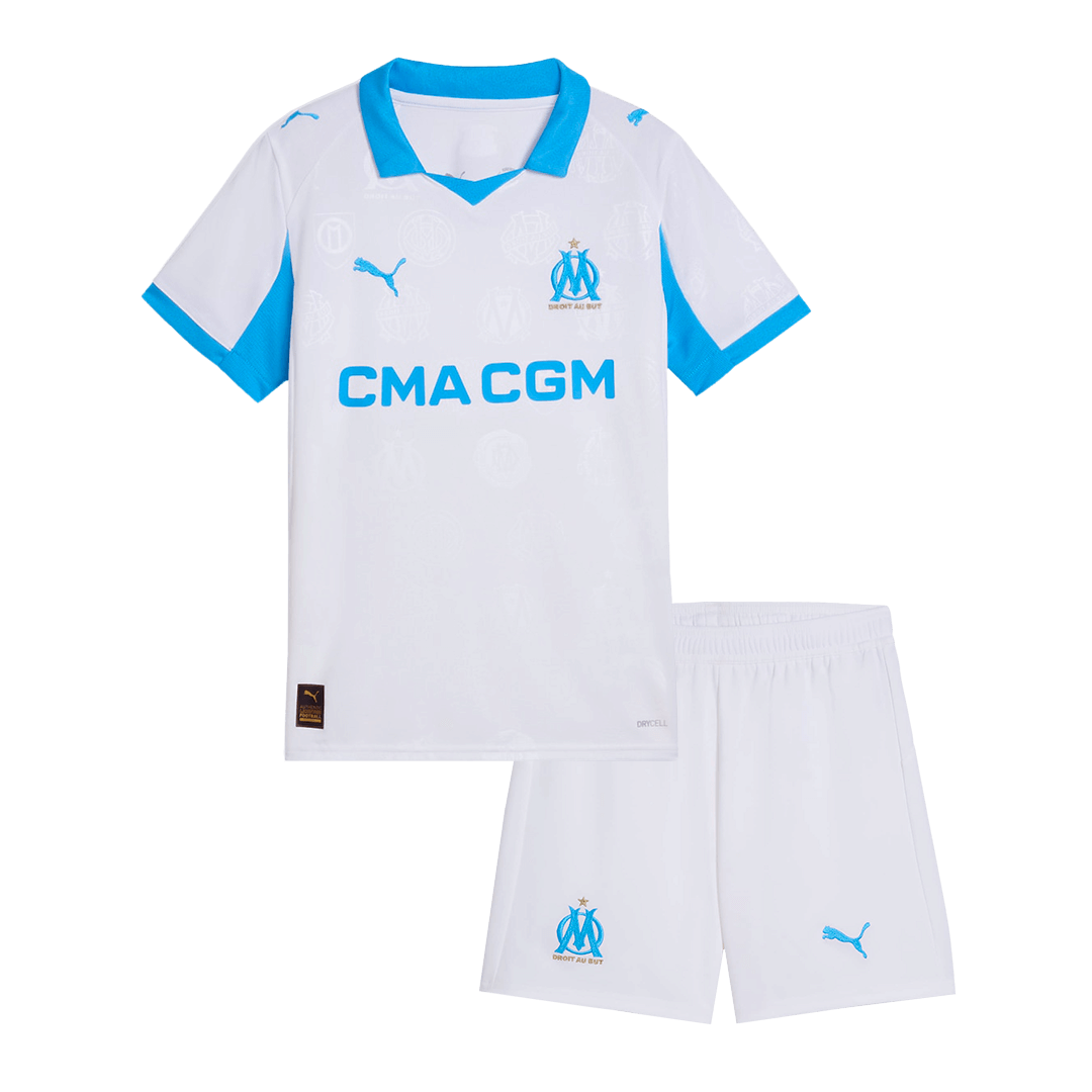 Olympique de Marseille Domicile Maillot Kit 2025/26 Enfant Blanc