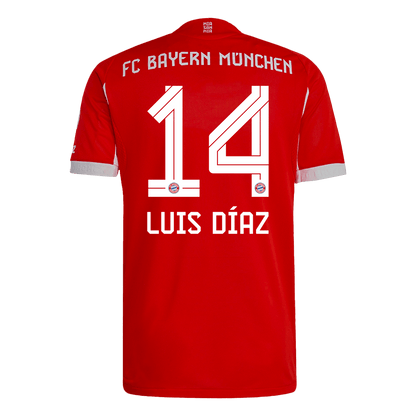 LUIS DÍAZ #14 Bayern Munich Domicile Maillot 2025/26 Rouge Joueur