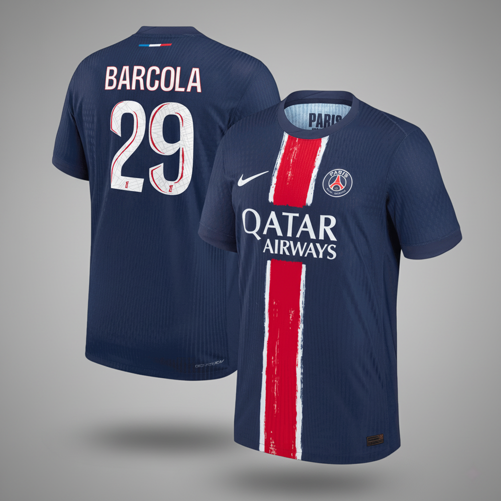 BARCOLA #29 Les Parisiens Domicile Maillot 2024/25 Bleu marine Joueur