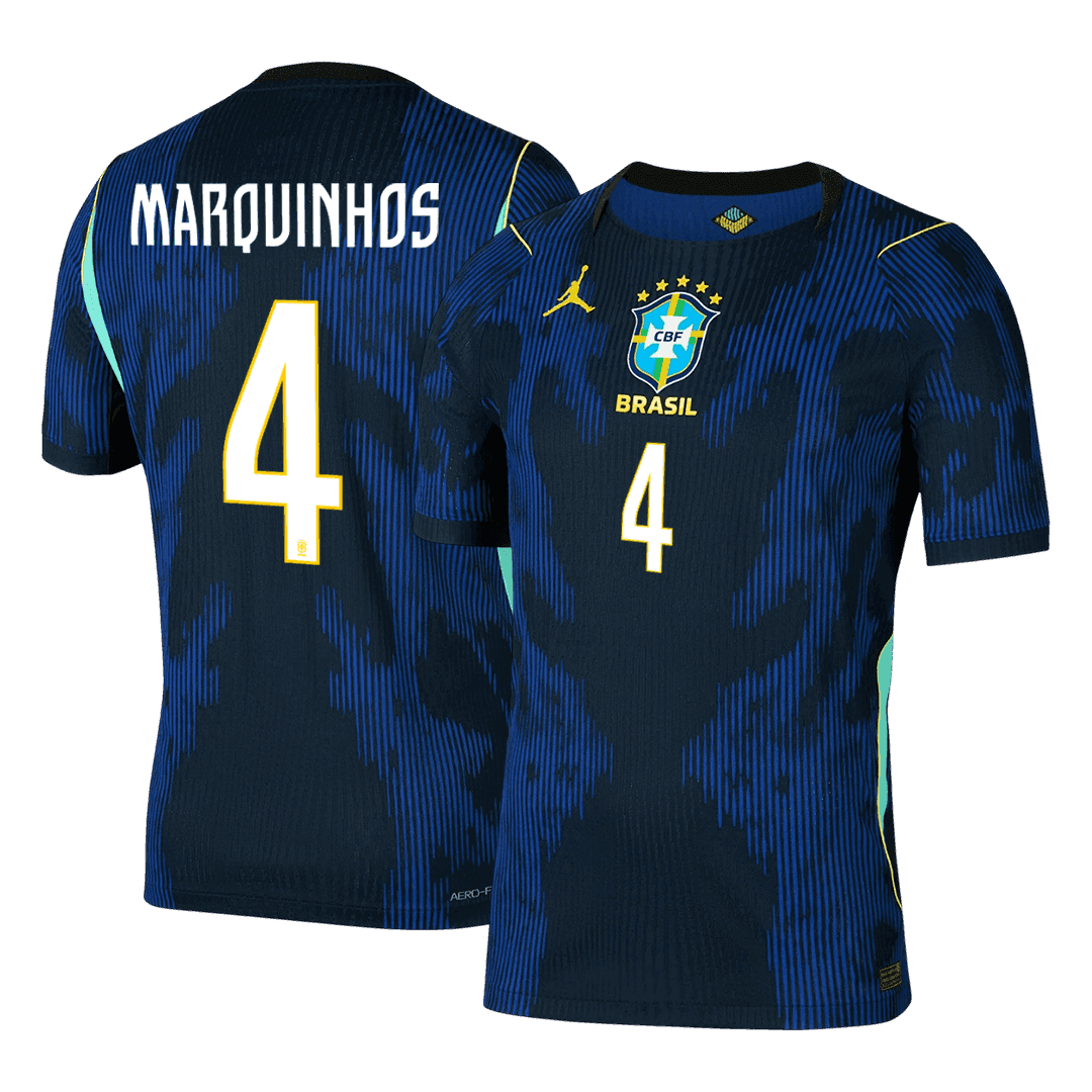 MARQUINHOS #4 Brésil Extérieur Maillot 2026 Bleu marine Joueur