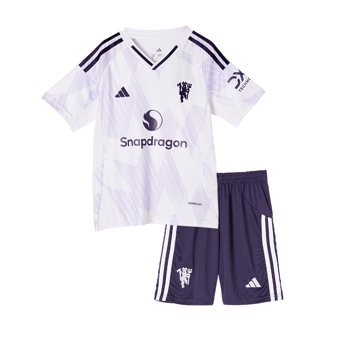 Manchester United Extérieur Maillot Kit 2025/26 Enfant Blanc