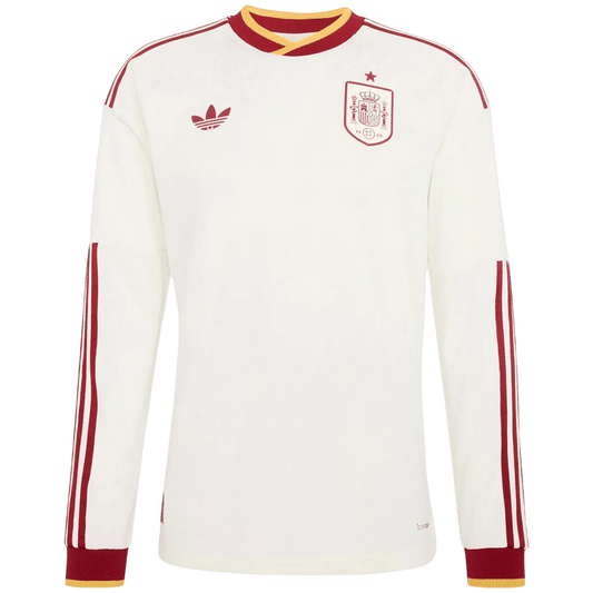 Espagne Extérieur Maillot Manches Longues 2026 Blanc Grande Taille
