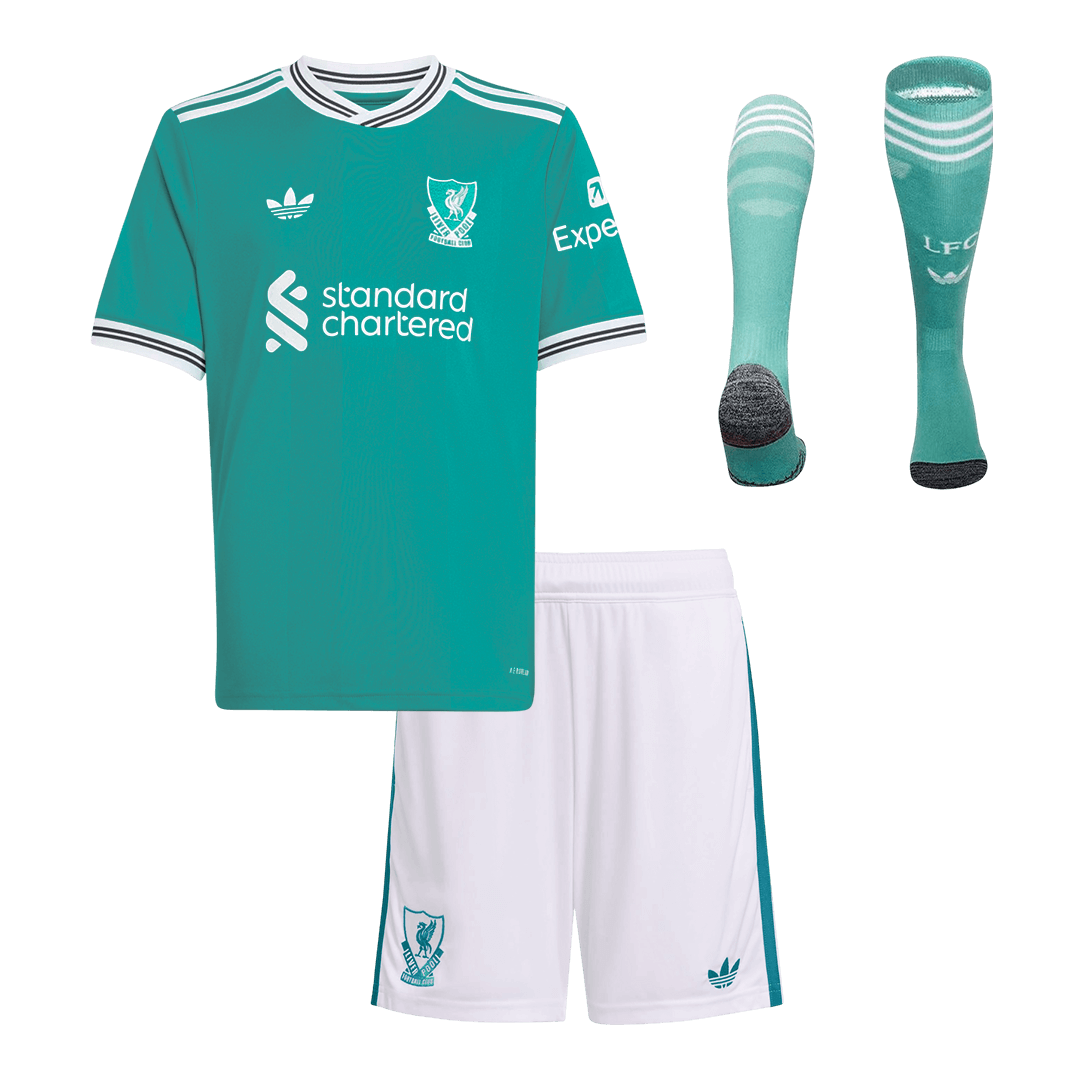 Liverpool Third Maillot Kit 2025/26 Enfant Vert