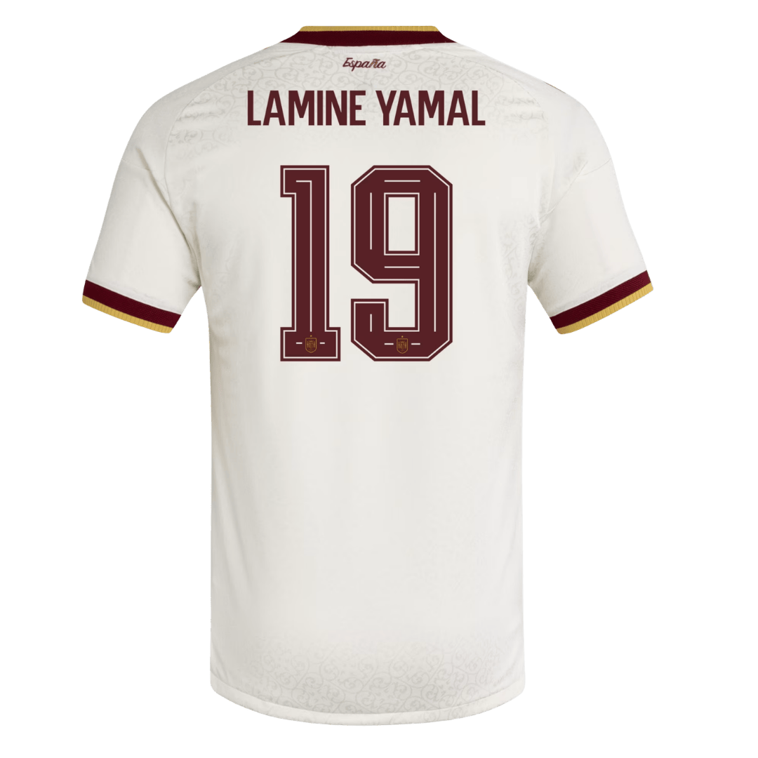 LAMINE YAMAL #19 Espagne Extérieur Maillot 2026 Blanc Joueur