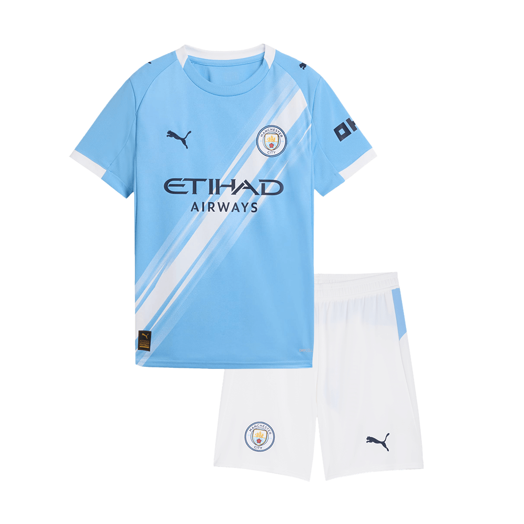 Manchester City Domicile Maillot Kit 2025/26 Enfant Bleu