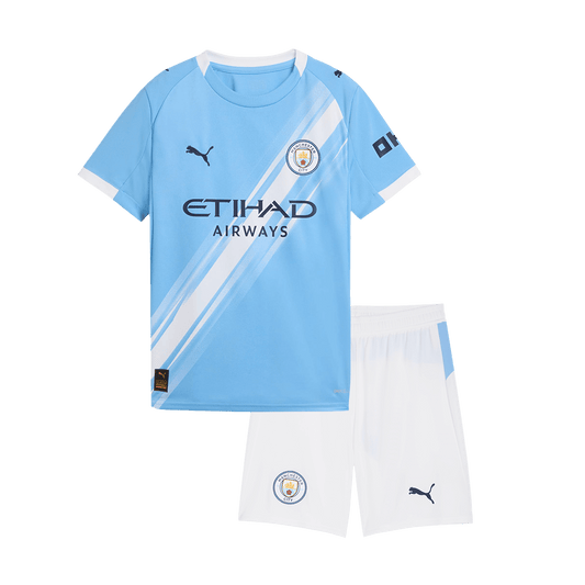 Manchester City Domicile Maillot Kit 2025/26 Enfant Bleu