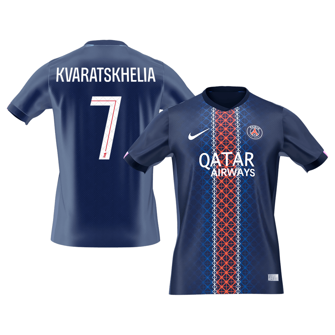 KVARATSKHELIA #7 Les Parisiens Domicile Maillot 2025/26 Bleu marine - Super