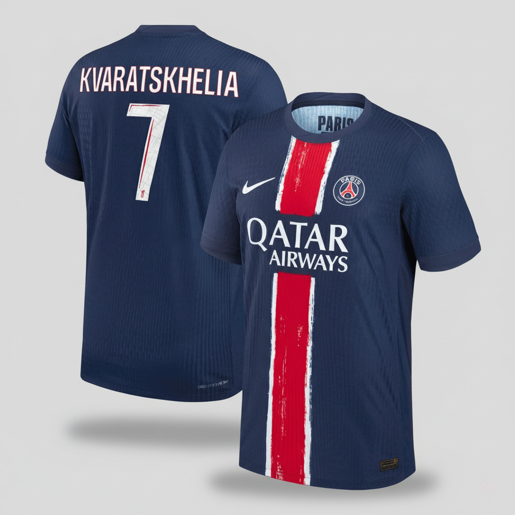 KVARATSKHELIA #7 Les Parisiens Domicile Maillot 2024/25 Bleu marine