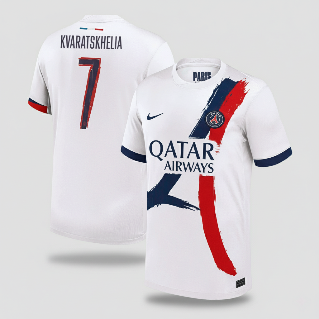 KVARATSKHELIA #7 Les Parisiens Extérieur Maillot 2024/25 Blanc