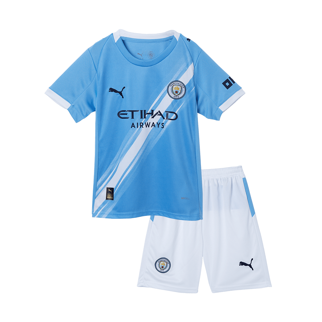 Manchester City Domicile Maillot Kit 2025/26 Enfant Bleu