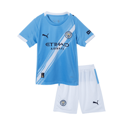 Manchester City Domicile Maillot Kit 2025/26 Enfant Bleu
