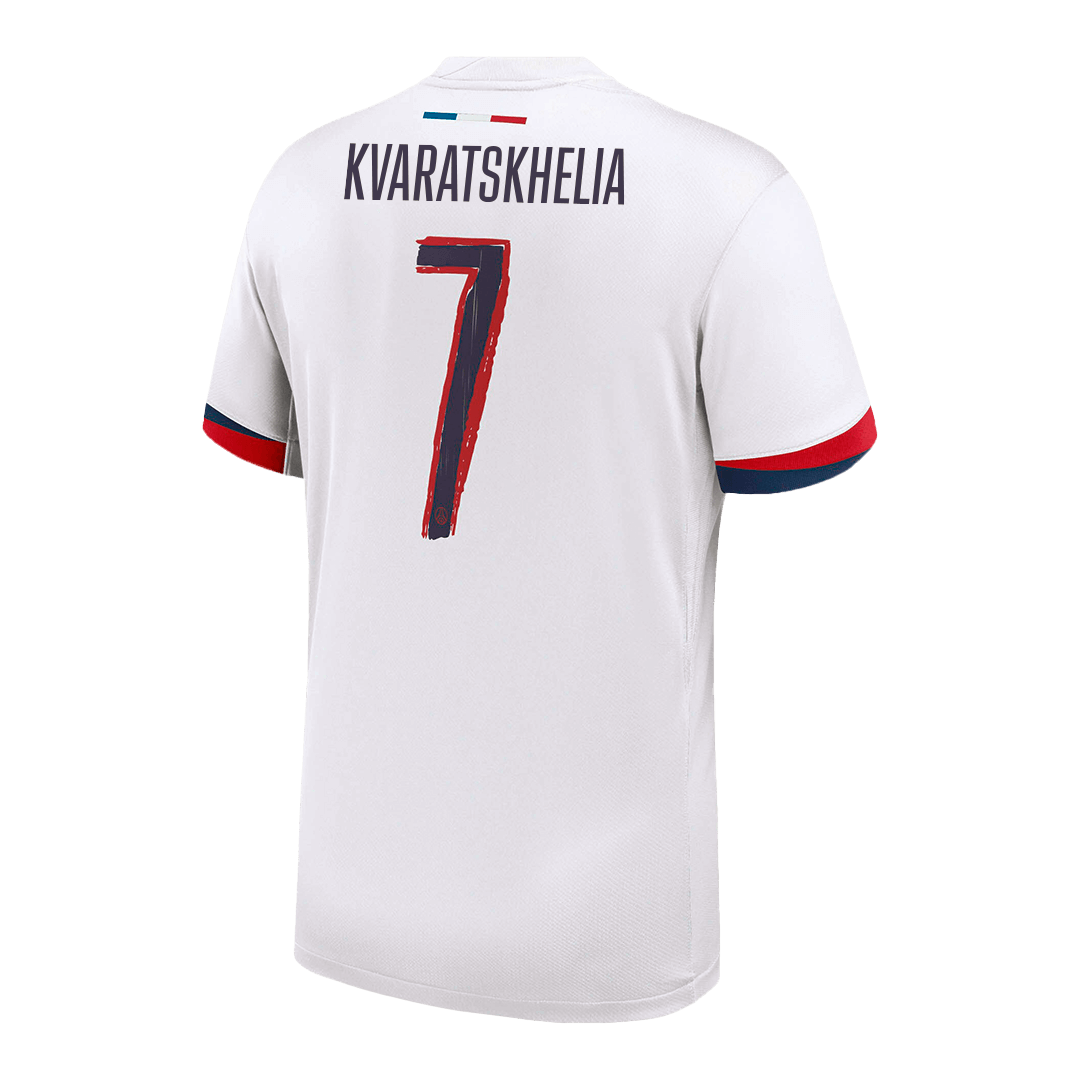 KVARATSKHELIA #7 Les Parisiens Extérieur Maillot 2024/25 Blanc - UCL