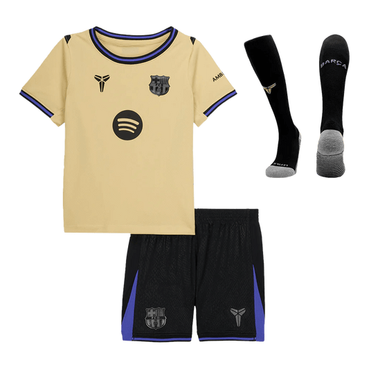 Barcelone Extérieur Maillot Kit 2025/26 Enfant Jaune&Noir