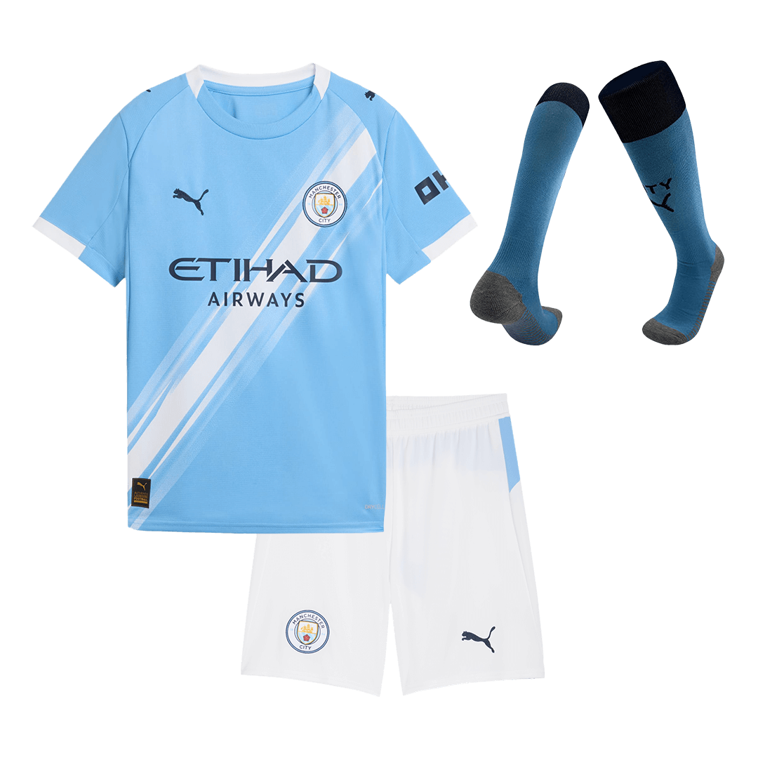 Manchester City Domicile Maillot Kit 2025/26 Enfant Bleu