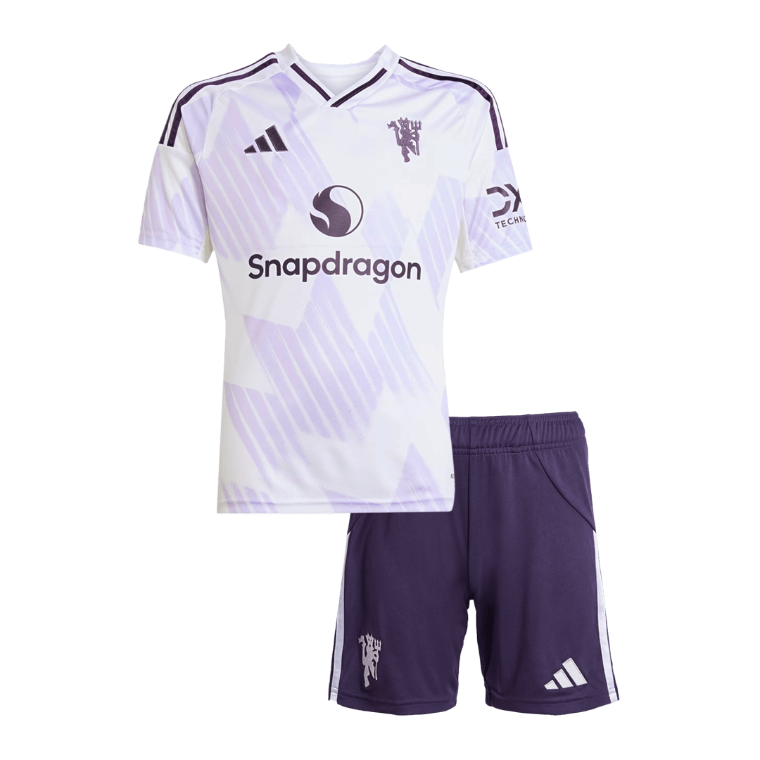 Manchester United Extérieur Maillot Kit 2025/26 Enfant Blanc