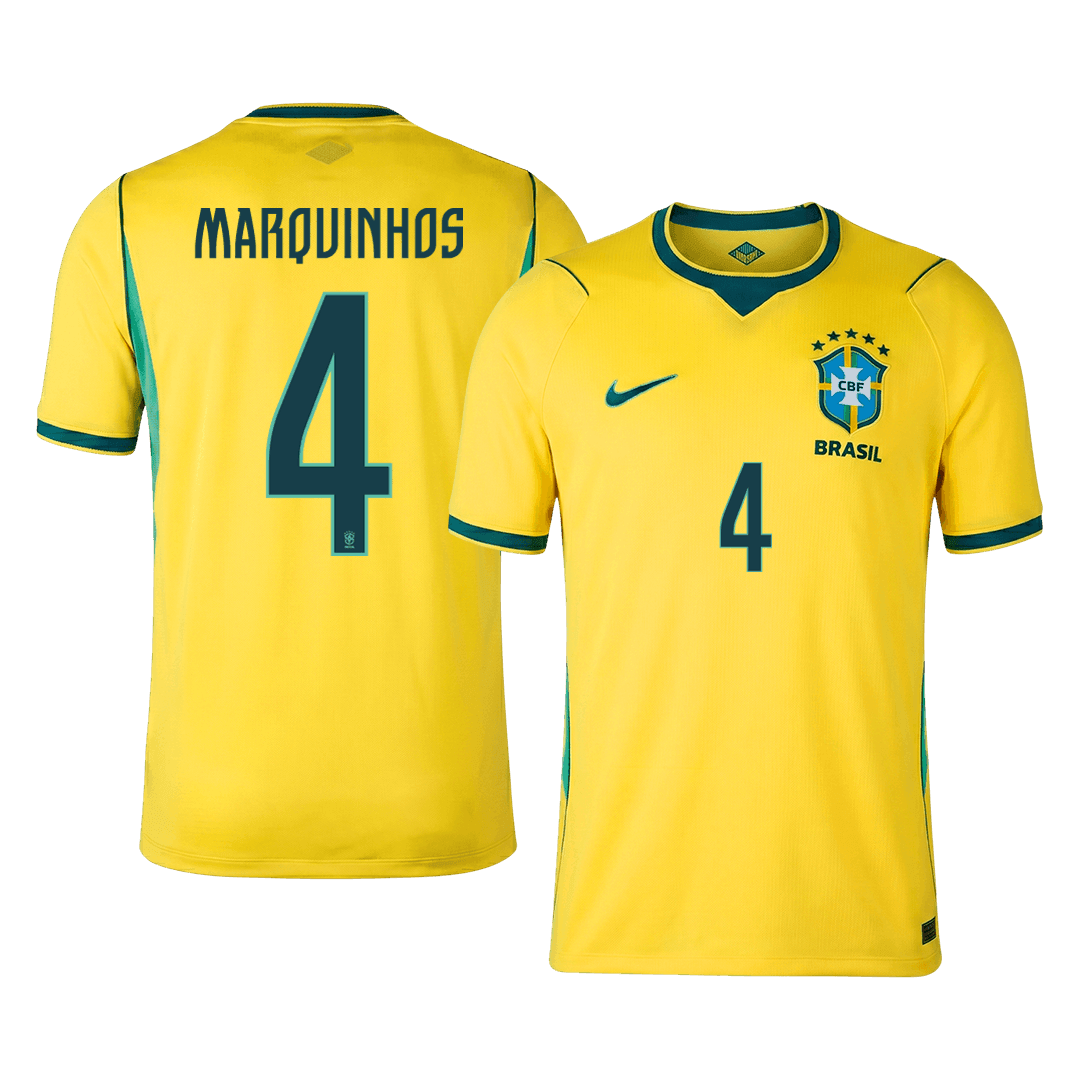 MARQUINHOS #4 Brésil Domicile Maillot 2026 Jaune