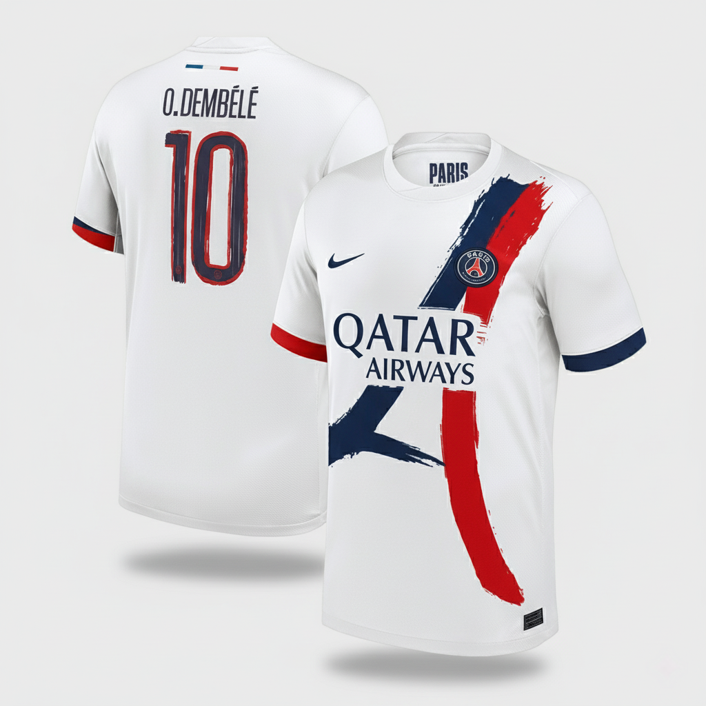 O.DEMBÉLÉ #10 Les Parisiens Extérieur Maillot 2024/25 Blanc - UCL