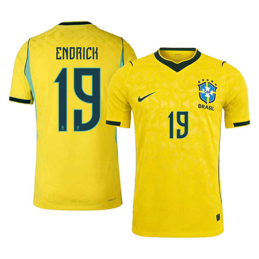ENDRICK #19 Brésil Domicile Maillot 2026 Jaune Joueur