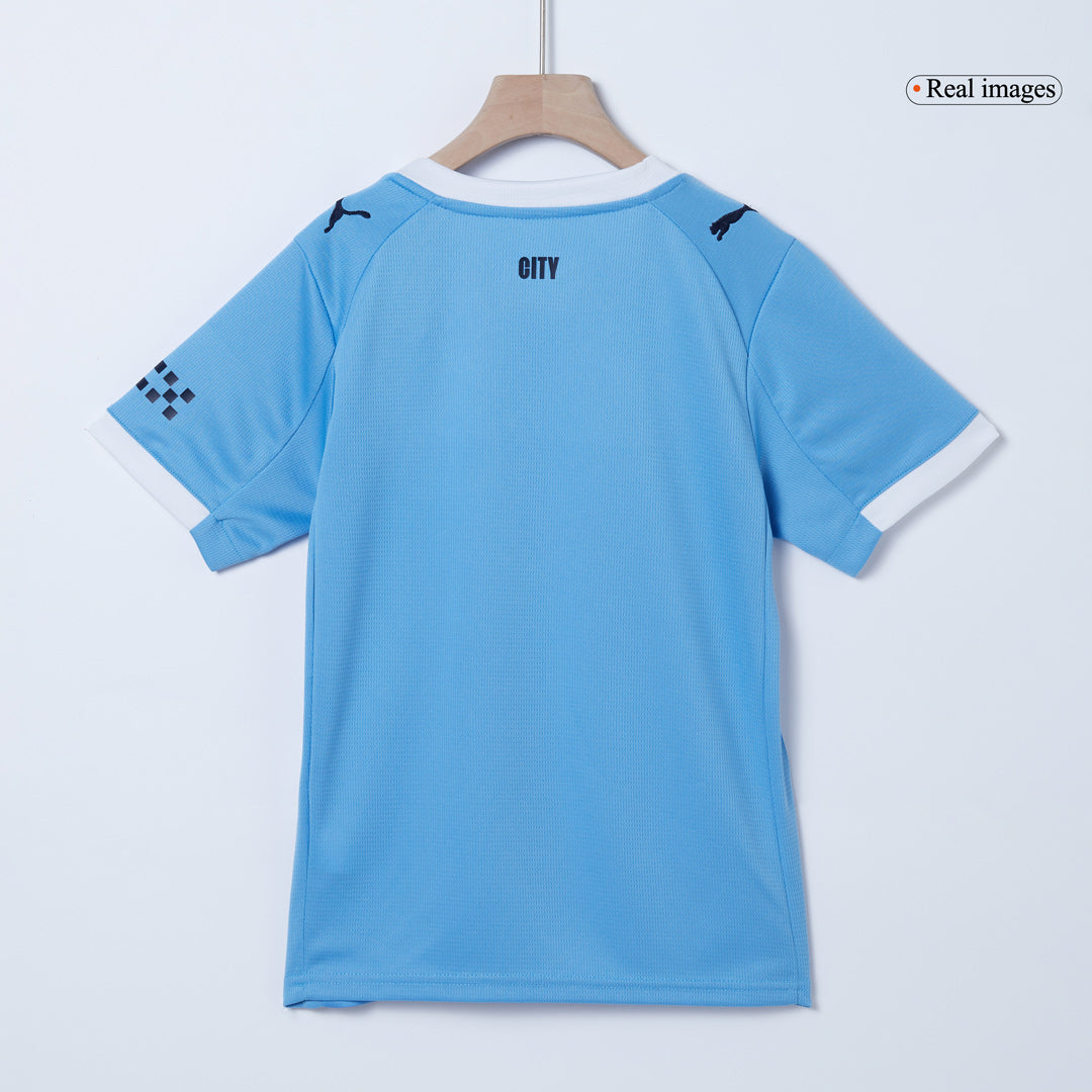 Manchester City Domicile Maillot Kit 2025/26 Enfant Bleu