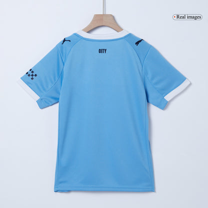 Manchester City Domicile Maillot Kit 2025/26 Enfant Bleu