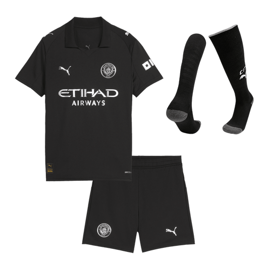 Manchester City Extérieur Maillot Kit 2025/26 Enfant Noir