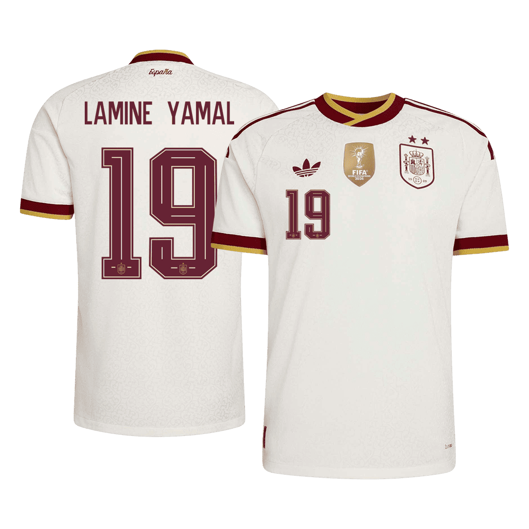 LAMINE YAMAL #19 Espagne Extérieur Maillot 2026 Blanc Joueur