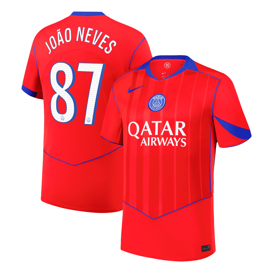 JOÃO NEVES #87 Les Parisiens Third Maillot 2025/26 Rouge