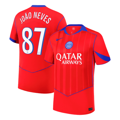 JOÃO NEVES #87 Les Parisiens Third Maillot 2025/26 Rouge