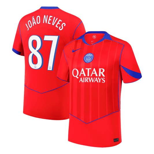 JOÃO NEVES #87 Les Parisiens Third Maillot 2025/26 Rouge