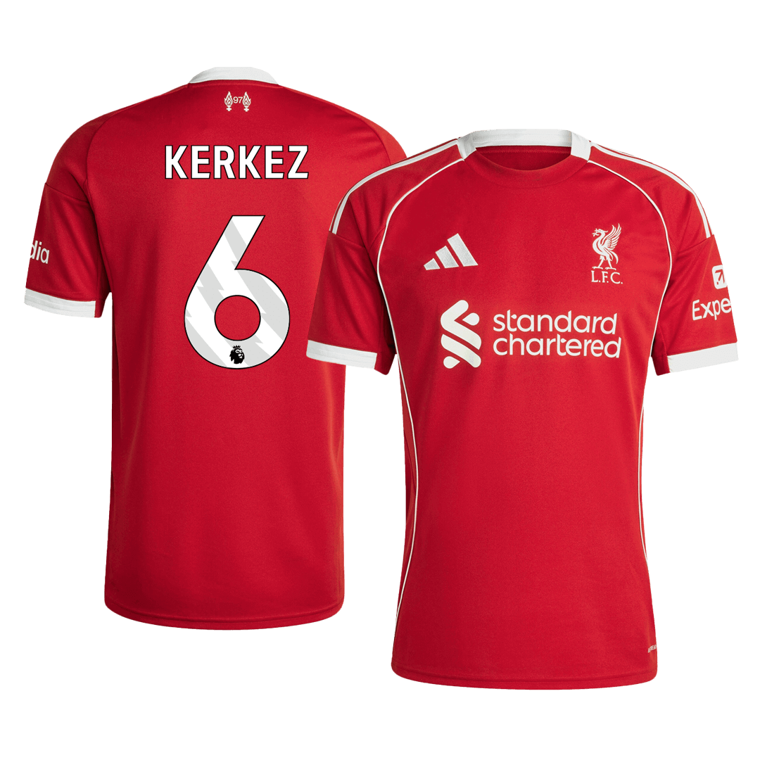 KERKEZ #6 Liverpool Domicile Maillot 2025/26 Rouge