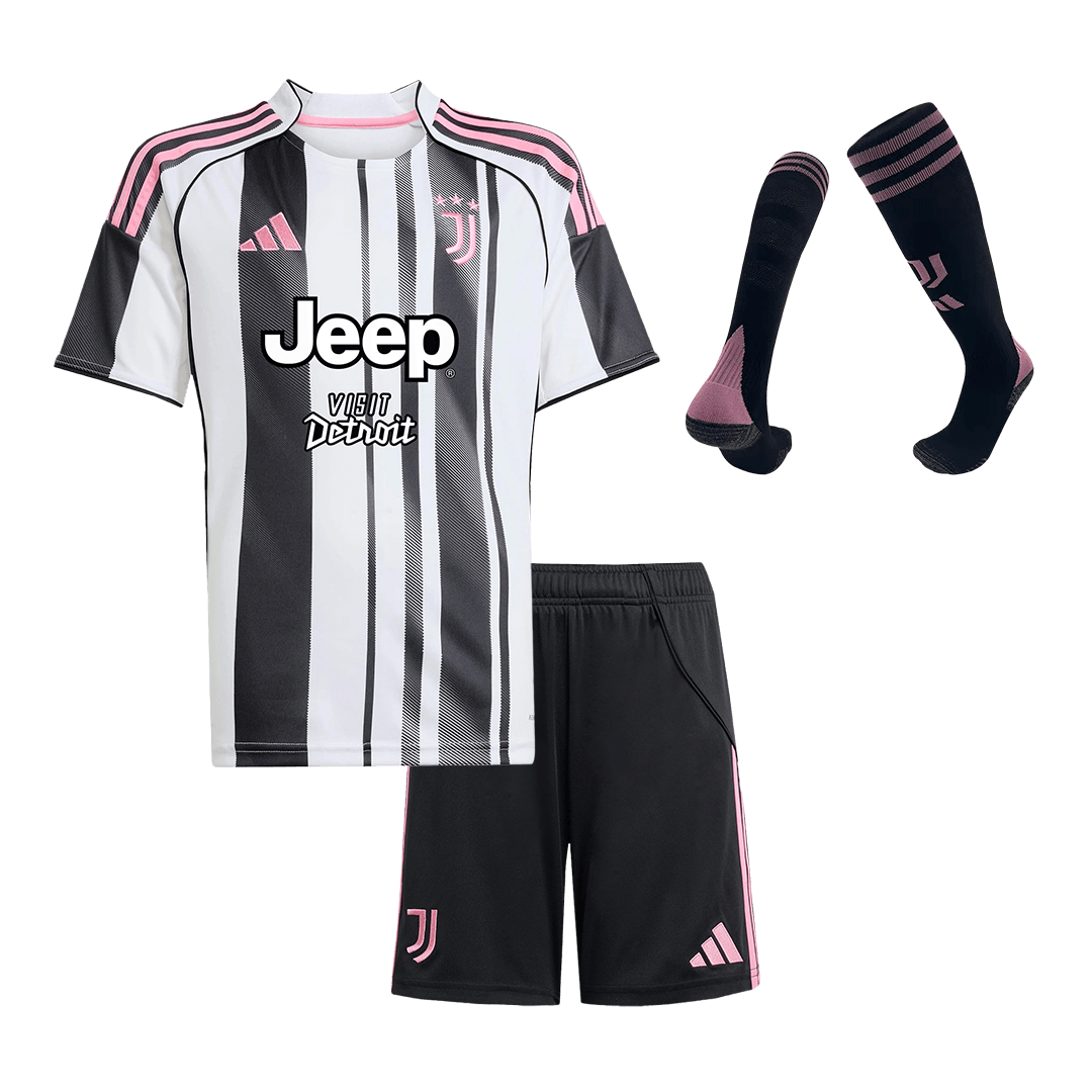 Juventus Domicile Maillot Kit 2025/26 Enfant Noir&Blanc