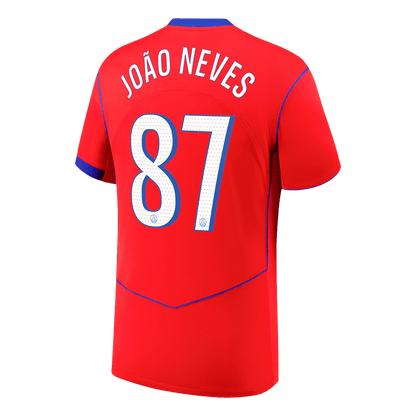 JOÃO NEVES #87 Les Parisiens Third Maillot 2025/26 Rouge