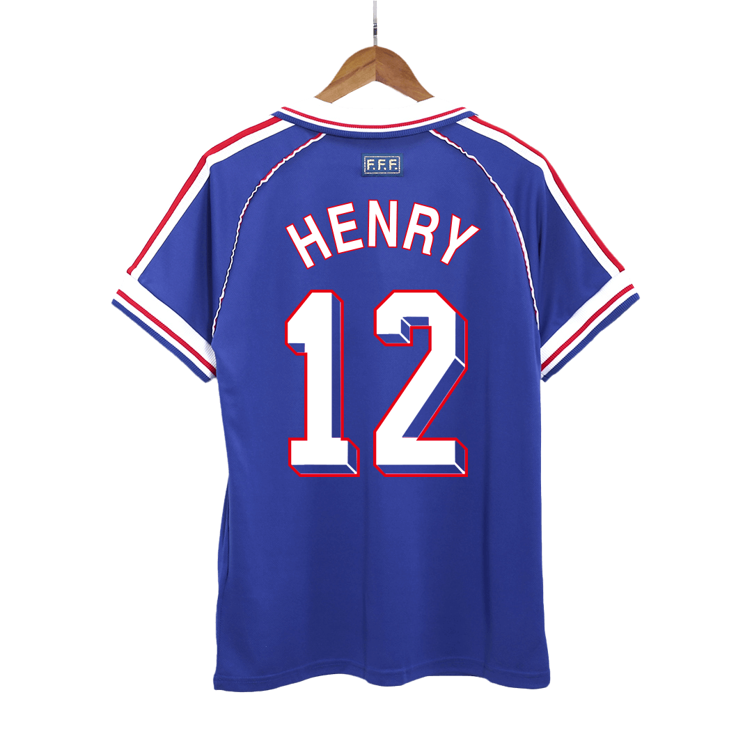 Retro HENRY #12 France Domicile Maillot 1998 Bleu