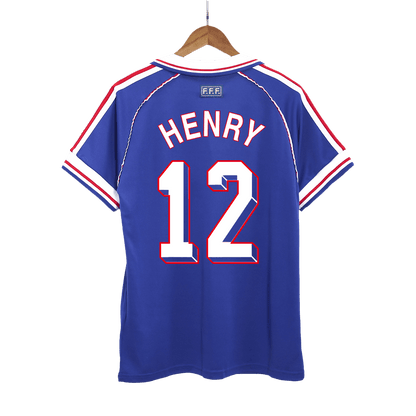 Retro HENRY #12 France Domicile Maillot 1998 Bleu